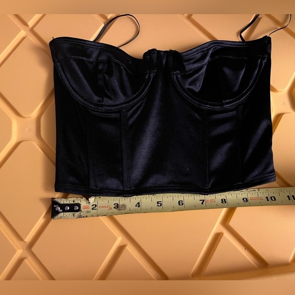 Edikted Satin Black Cropped Corset Bustier Top SM - Picture 5 of 8